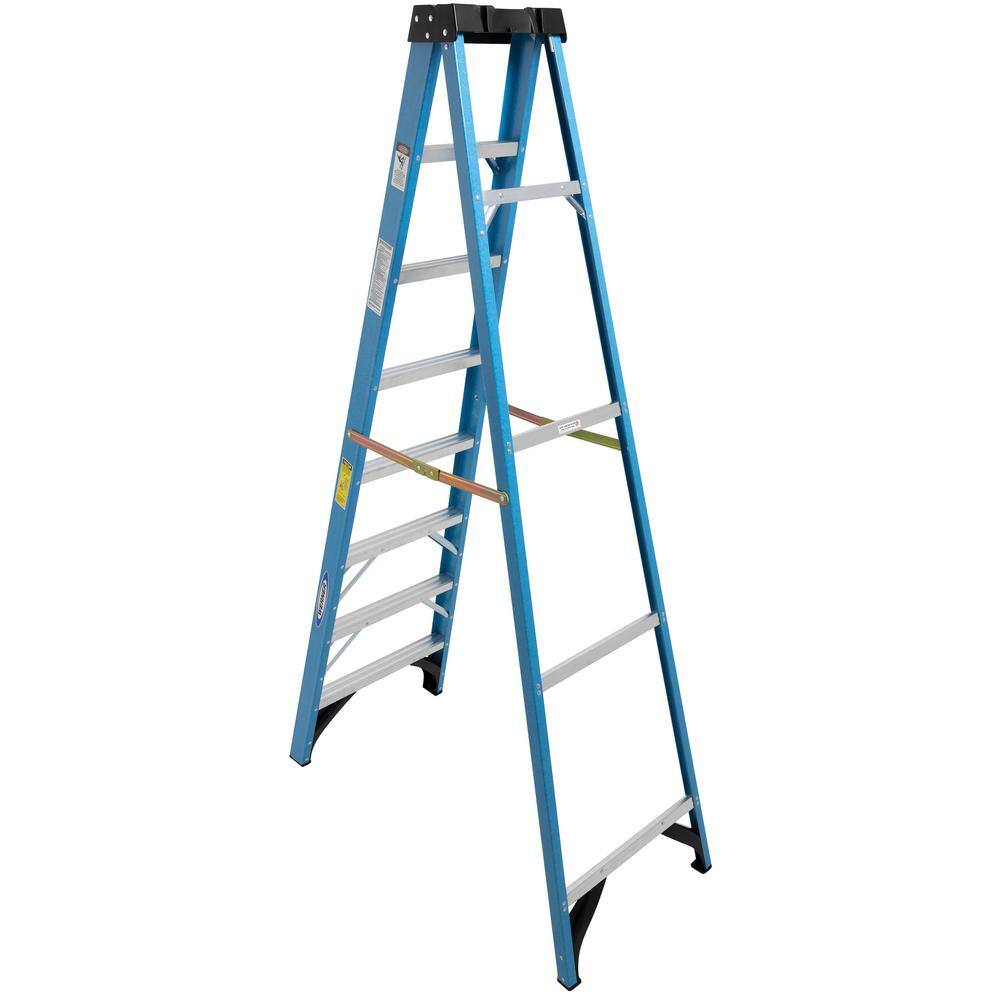 Werner 8 ft. Fiberglass Step Ladder with 250 lb. Load Capacity Type I Duty Rating FS108