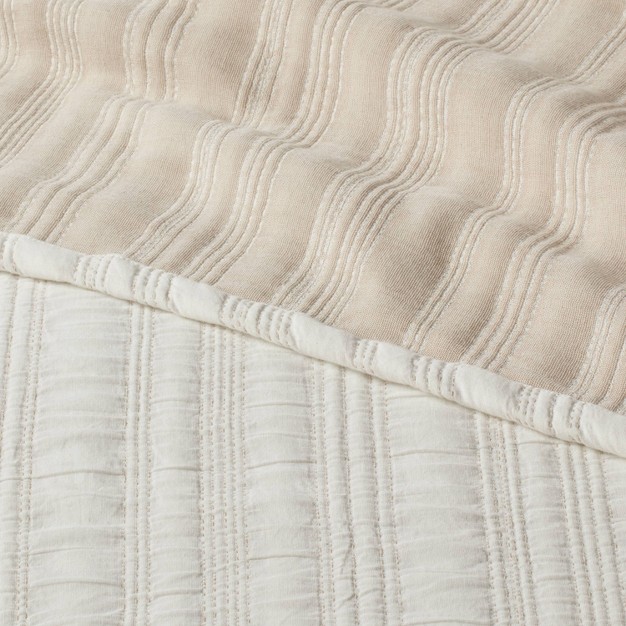 Reversible Matelass Stitched Stripe Quilt