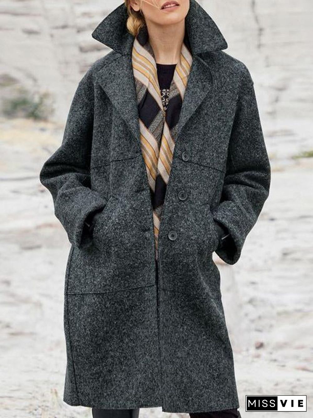 Simple Design Chic Lapel Coat