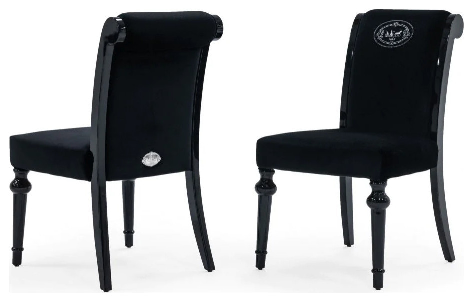 Nelson Transitional Black Chenille Fabric Dining Chair  Set of 2   Traditional   Dining Chairs   by V.S.D Furniture  Houzz