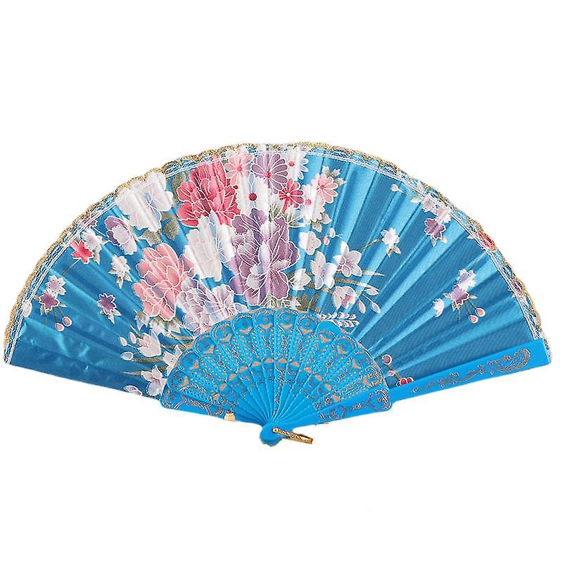 8pcs Floral Folding Hand Fan Vintage Handheld Lace Folding Fan With Different Flower Patterns Fabric Folding Fan For Wedding Dancing Party