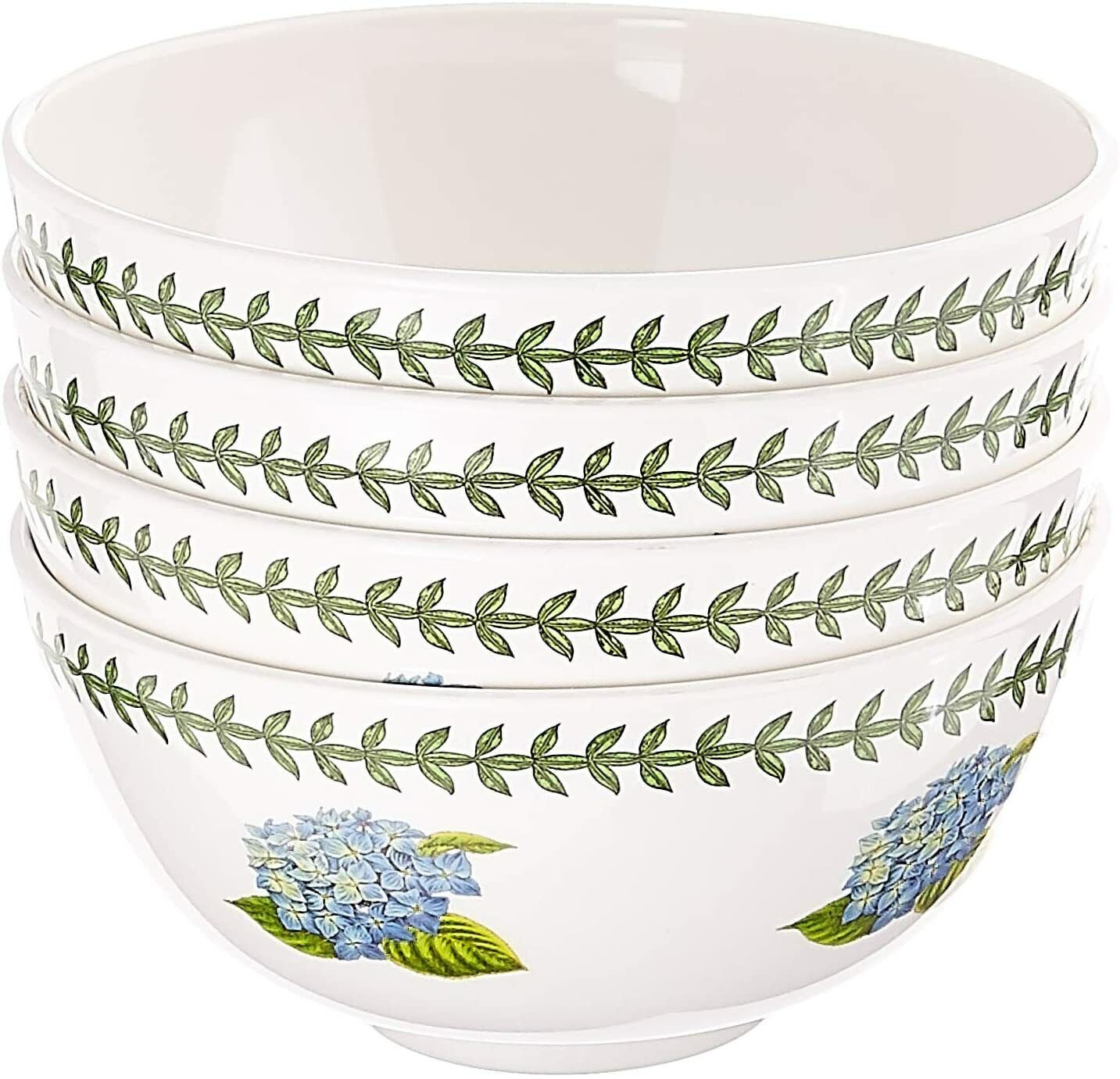 Portmeirion Botanic Garden Set of 4 Melamine Bowls， 7.25 Inch - White