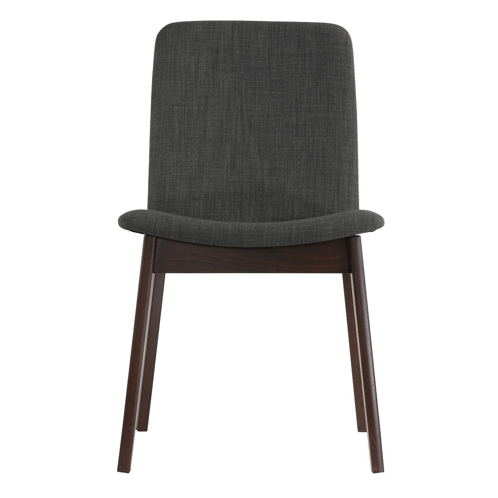 Cortesi Home Bjorn Dining Chair in Charcoal Fabric  Walnut Finish (Set of 2)