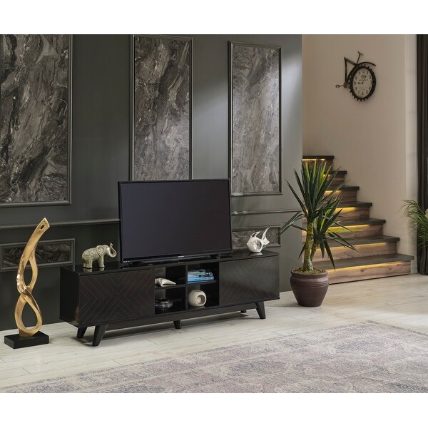 Laydi 2 Door Cabinet 4 Cubby Hole Shelves TV Stand for TVs up to 80