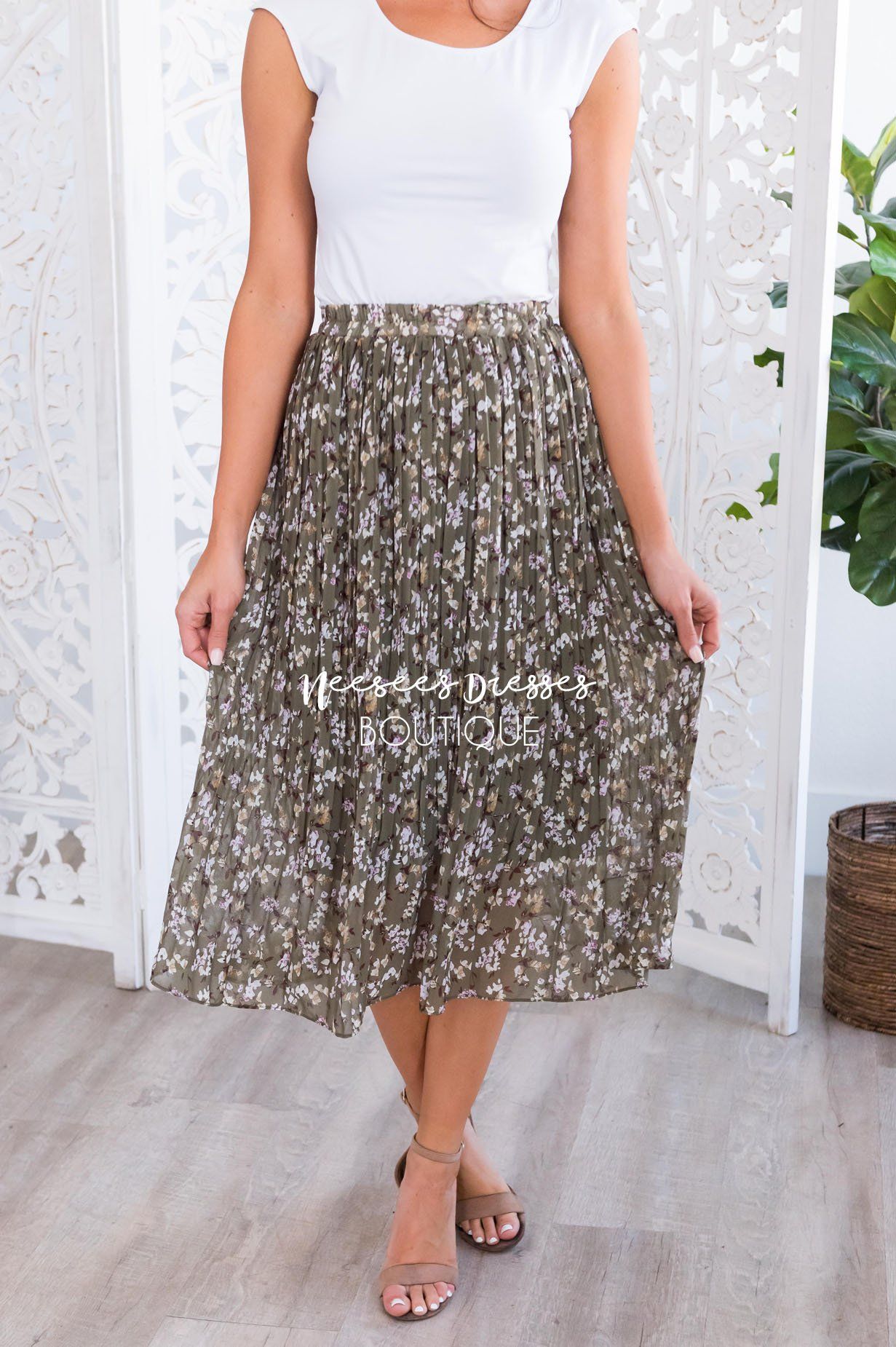 Fall Blooms Modest Pleat Skirt