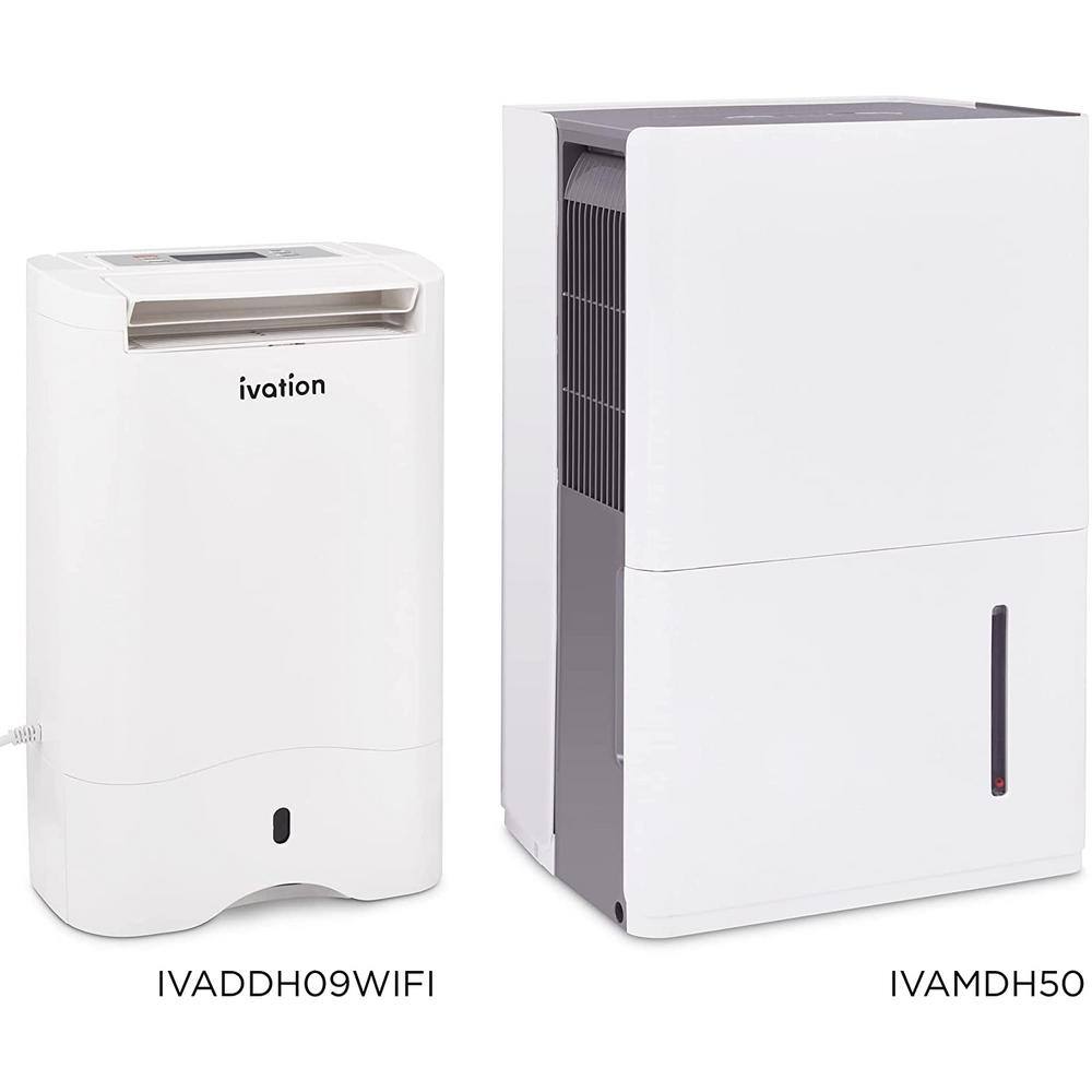 Ivation 19 Pint Wi-Fi Desiccant Dehumidifier wContinuous Drain Hose and Smartphone Control IVADDH09WIFI