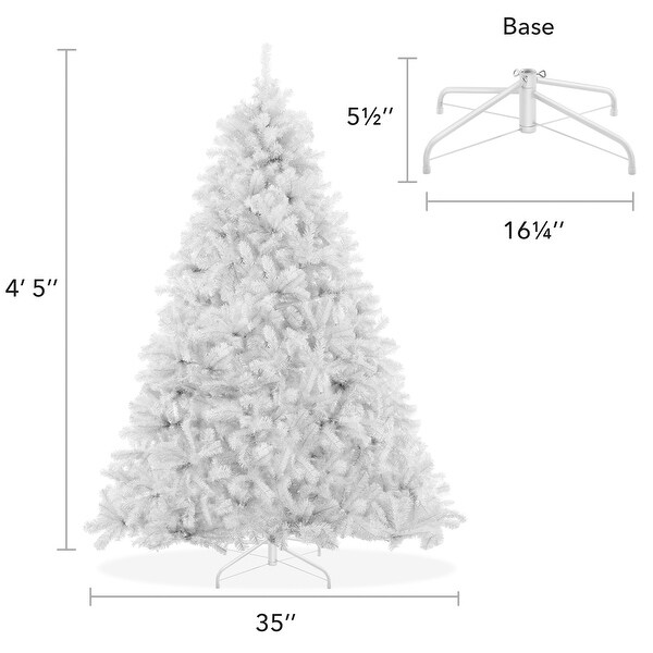 4.5FT White Spruce Artificial Holiday Christmas Tree with Metal Stand