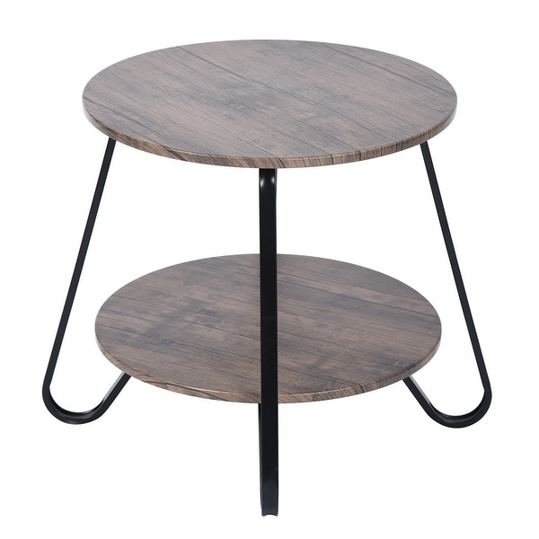 Small Round End Table with Storage