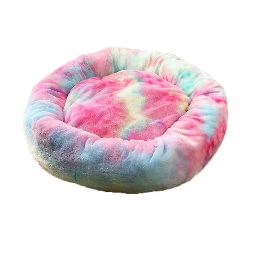 Cozy soft plush rainbow dog bed