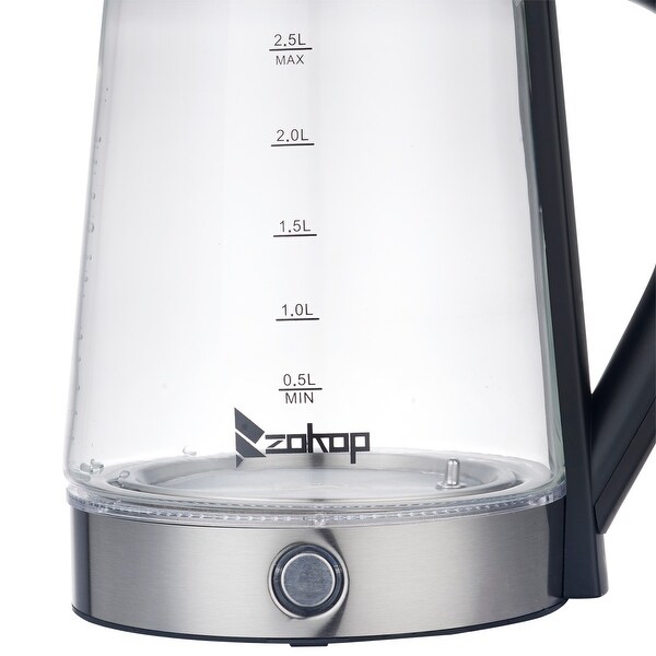 1500W Electric Tea Kettle，2.5L Glass Electric Kettle w/4Hrs Keep Warm Function