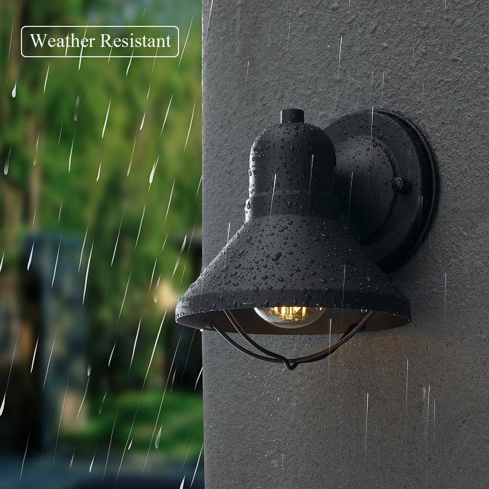 TRUE FINE Richland 1-Light Powder-Coated Black Outdoor Wall Lantern Sconce (Set of 2) 9012OT-2PK