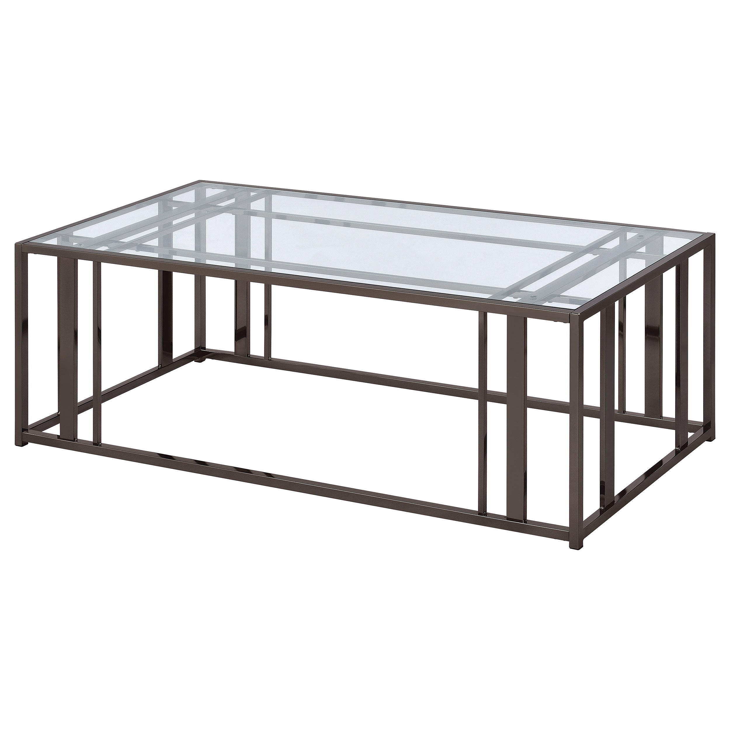 Adri Rectangular Glass Top Coffee Table Clear And Black Nickel-708358