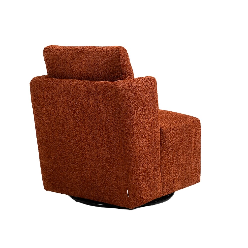 Chenille Upholstered 360 Degree Swivel Barrel Chair For Living Room Bedroom