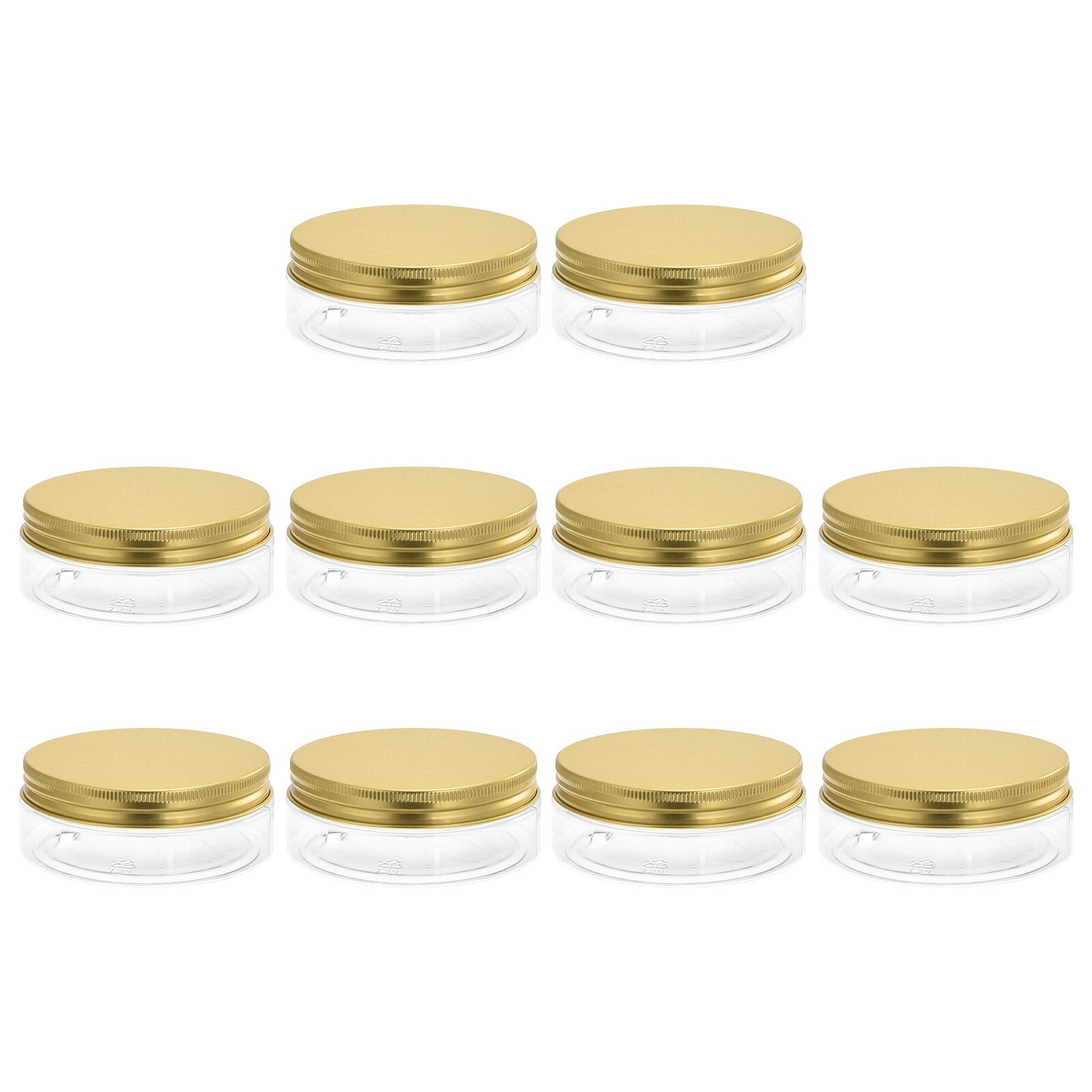 1oz/ 30ml Round Plastic Jars with Golden Aluminum Screw Top Lid 10Pcs - Clear - 50mm