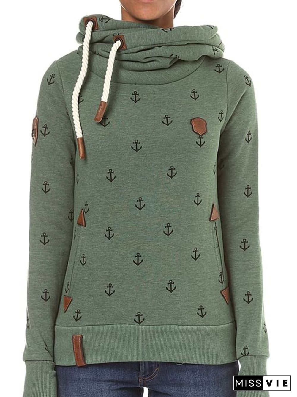 Patchwork Cotton-Blend Casual Hoodie Sweatshirts