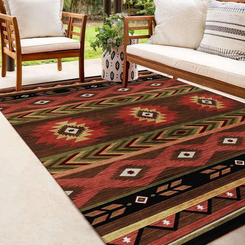 Indoor/ Outdoor Sonora Global Medallions Washable Rug