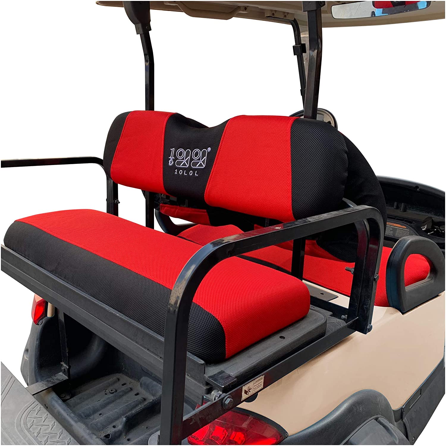 10L0L Golf Cart Front Rear Seat Cover Set for Club Car Precedent and Yamaha 4 Passenger Models-Red Black