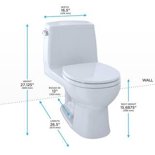 TOTO UltraMax 1-Piece 1.6 GPF Single Flush Round ADA Comfort Height Toilet in Cotton White SoftClose Seat Included ms853113s#01