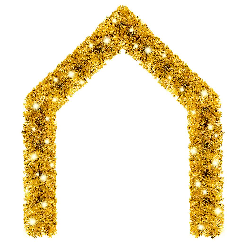 Vidaxl Christmas Garland With Led Lights 33 Ft Gold