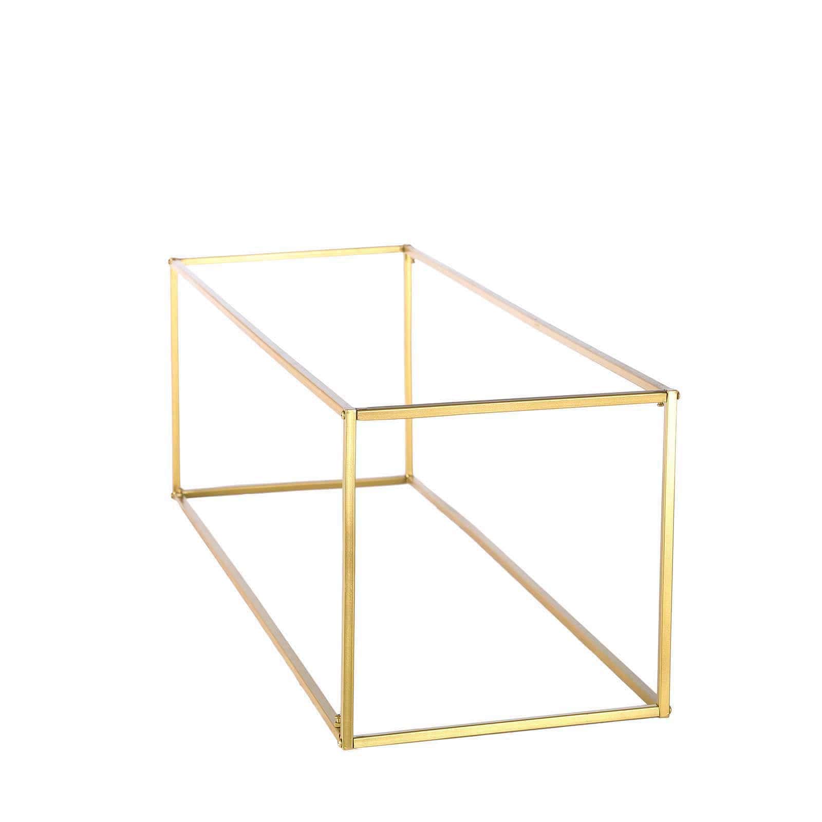 2 Pack Rectangular Gold Metal Wedding Flower Stand, Geometric Column Frame Centerpiece 40