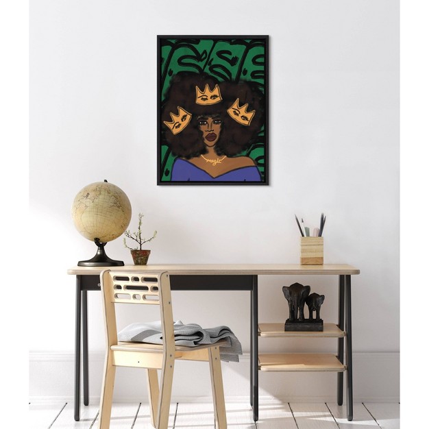 X 24 quot Sylvie Wear Your Crown By Kendra Dandy Of Bouffants And Broken Hearts Framed Wall Canvas Black Kate amp Laurel All Things Decor