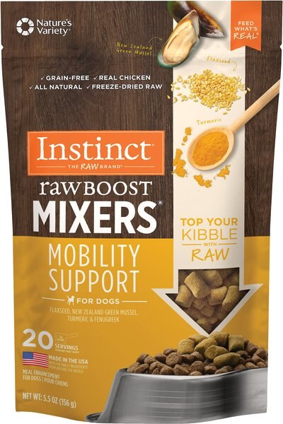 Instinct Freeze Dried Raw Boost Mixers Grain-Free Mobility Support Recipe Dog Food Topper