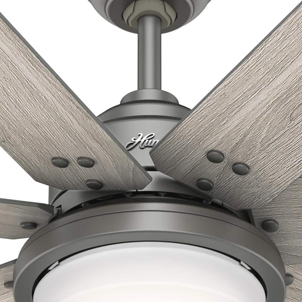 Hunter Whittington 60 in LED Indoor Matte Silver Ceiling Fan with Light and Remote