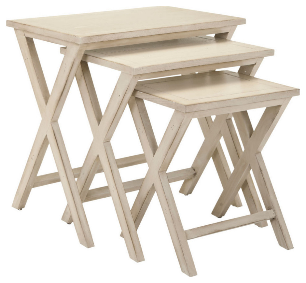 Beth Stacking Tray Tables  White Birch   Farmhouse   Coffee Table Sets   by Rustic Home Furniture Deco  Houzz