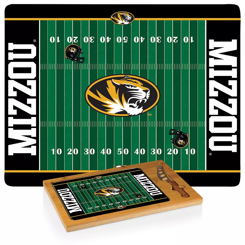 Picnic Time Missouri Tigers Icon Glass Top Cutting Board and Knife Set