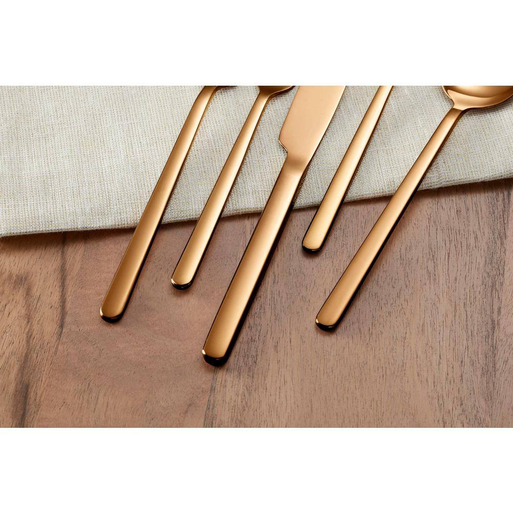 Home Decorators Collection Brenner 40-Piece Copper Finished Stainless Steel Flatware Set (Service for 8) KS6612-40P PVD