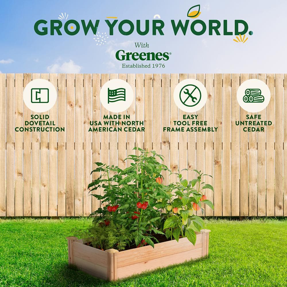 Greenes Fence 2 ft. x 4 ft. x 11 in. Premium Cedar Raised Garden Bed RC244812P