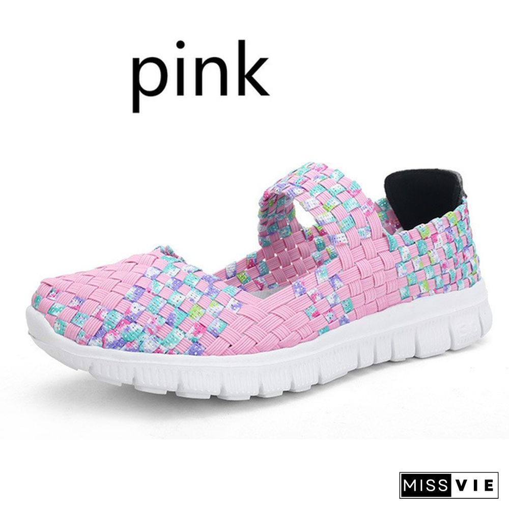 8 Colors Women's Slip On Running Shoes Casual Breathable Mesh Fabric Sneaker Flat Sandals