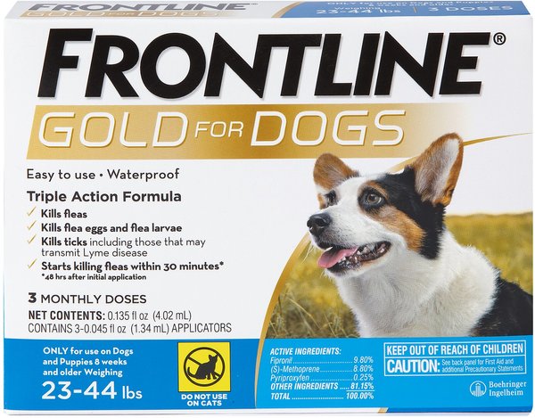 Frontline Gold Flea and Tick Treatment for Medium Dogs， 23-44 lbs