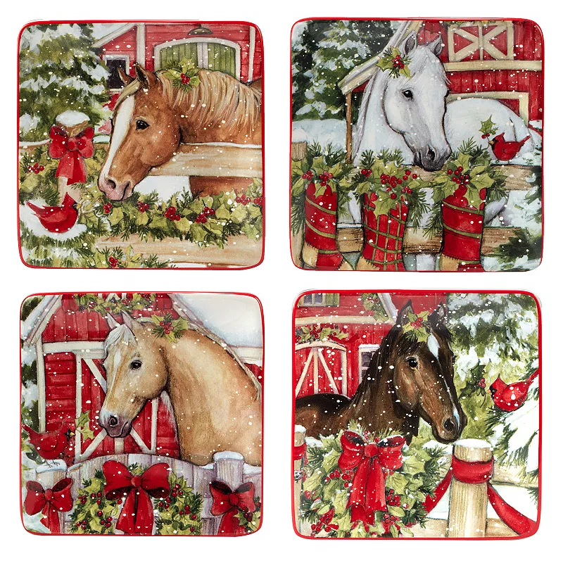 Certified International Homestead Christmas 4-pc. Canape Plate Set