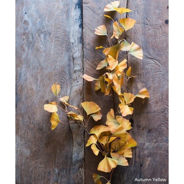 RusticReach Artificial Ginkgo Leaf Stem in Yellow 37 Tall