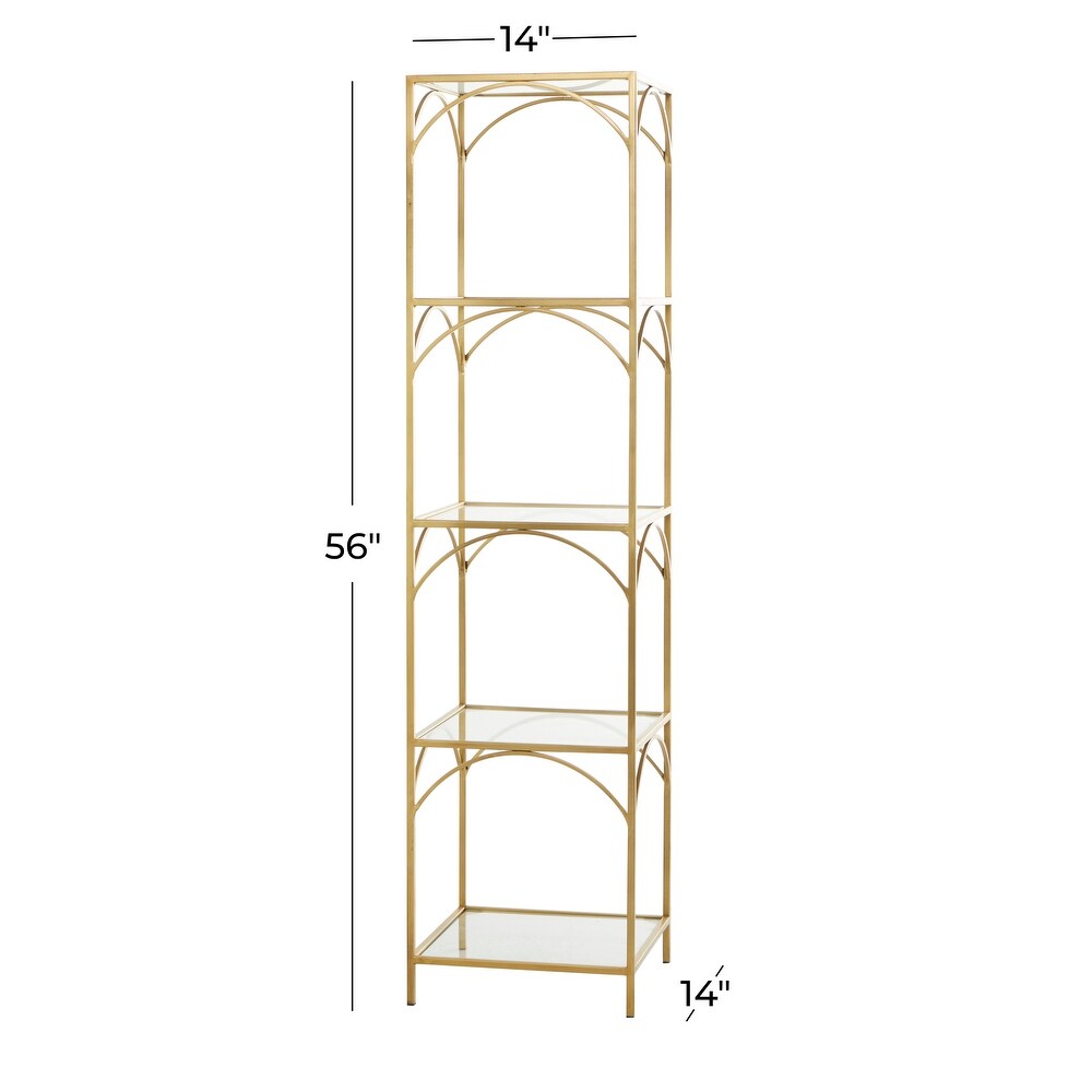 Gold Metal 5 Shelves Shelving Unit   56 x 14 x 14