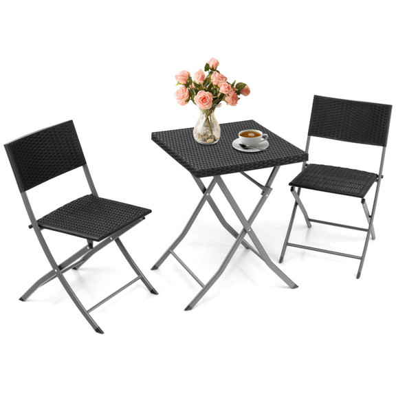 Costway 38154927 3 Pieces Patio Bistro Set with Fo...