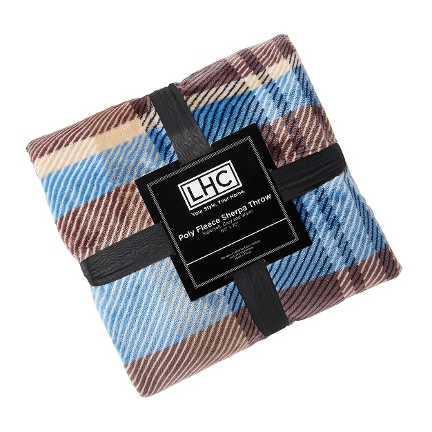 Blanket Throw Oversized Plush Woven Polyester Fleece Plaid Throw Breathable By Hastings Home horizon