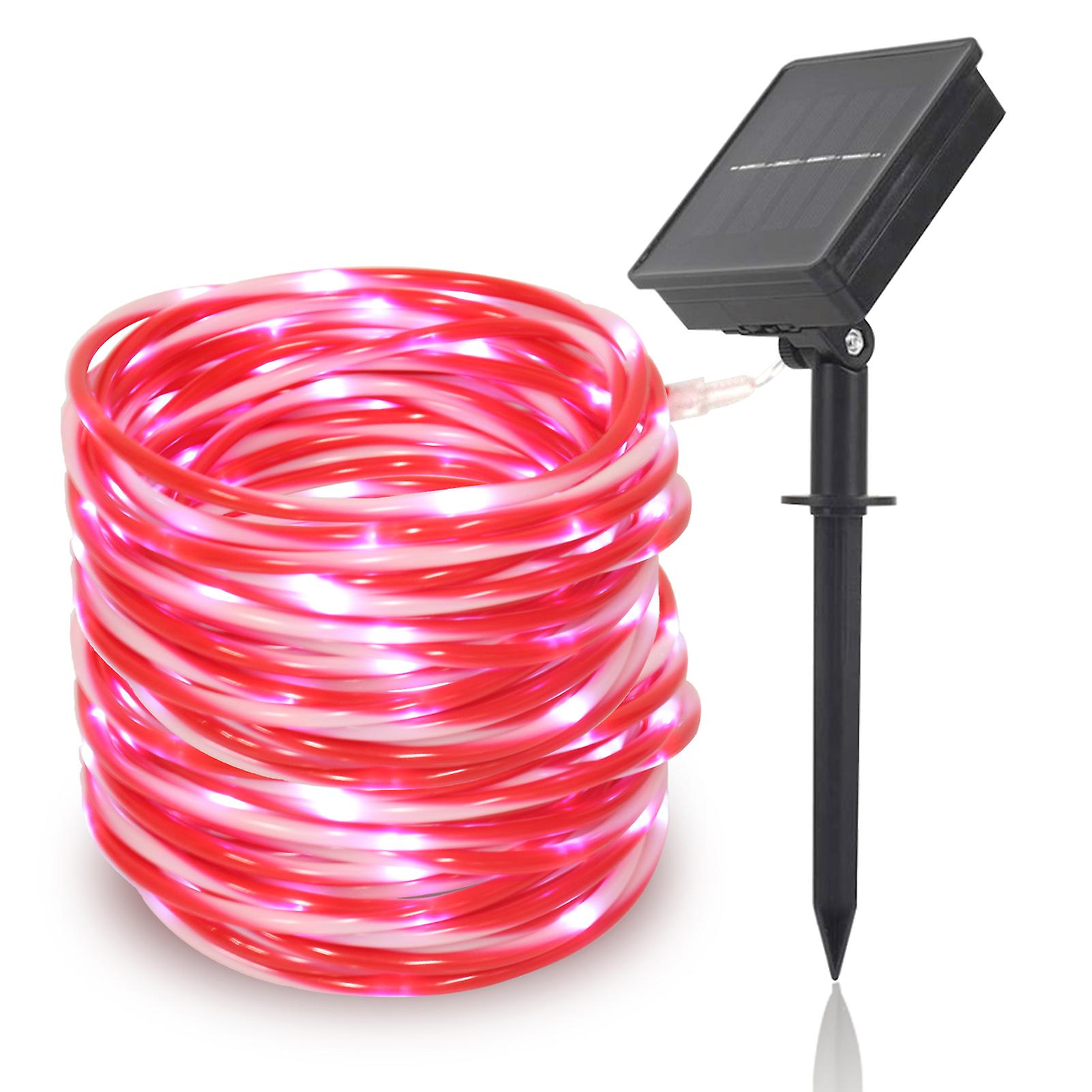 Red 5m Led Solar Tube Light Patio Outdoor Rope Light With Waterproof Male And Female Head Pvc String Light 5m 50 Lights