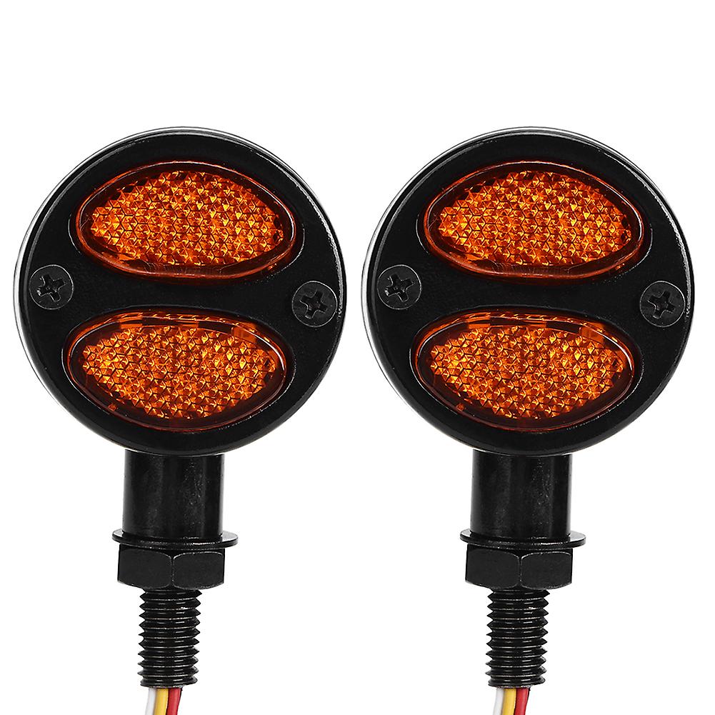 Motorcycle Led Turn Signal Light Brake Lamp Metal Shell Blinker Flashers 12v 4 Wiresblack