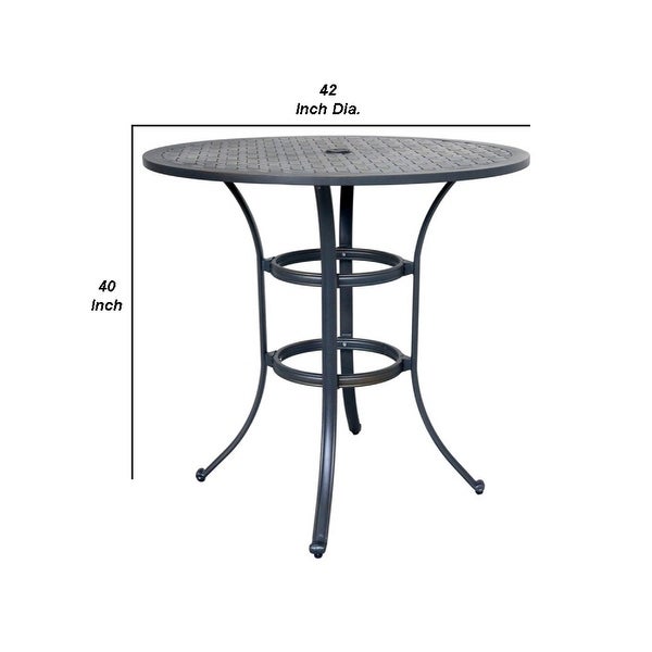 40 Inch Outdoor Patio Round Bar Table， Lattice Pattern， Desert Night