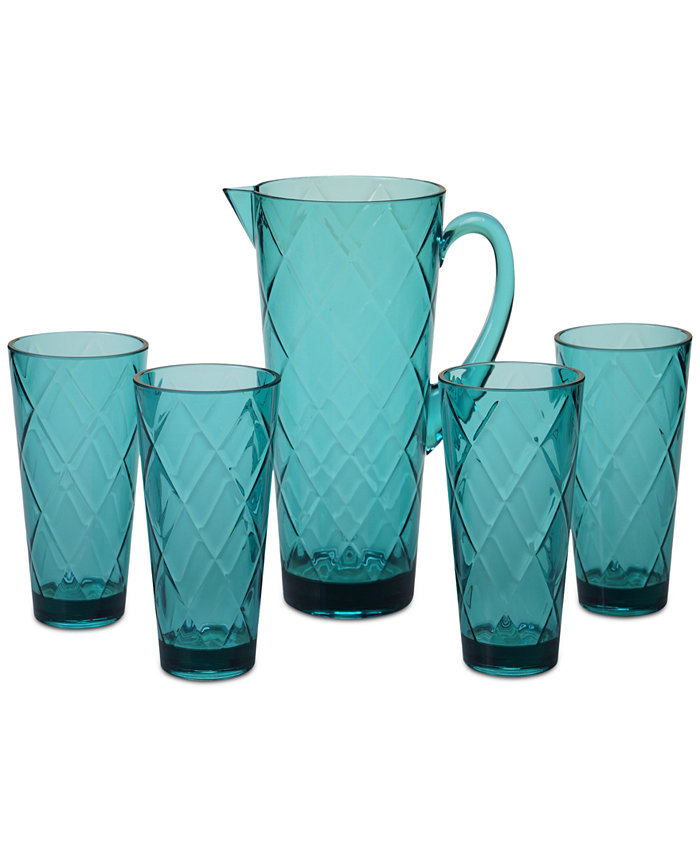 Certified International Teal Diamond Acrylic 5-Pc. Drinkware Set