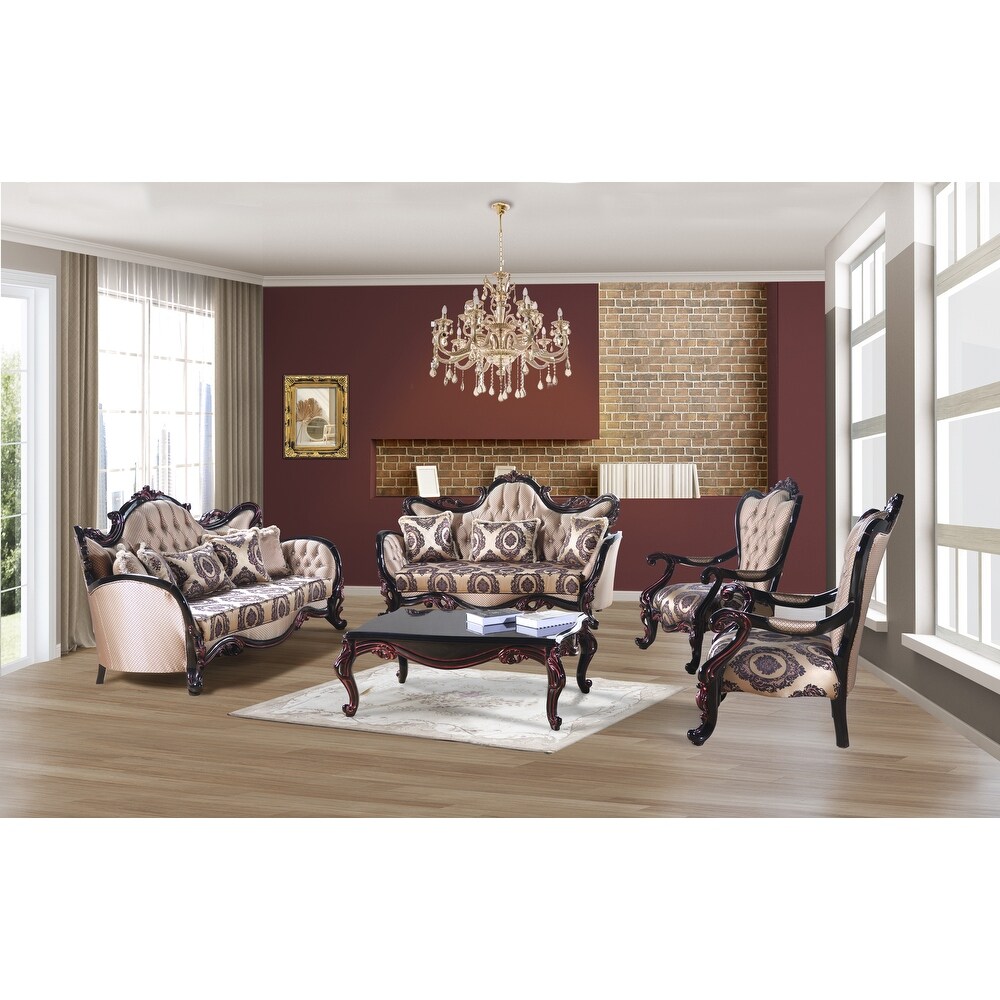 Zeo Traditional 2 Pieces Living Room Set 1 Sofa 1 Chair