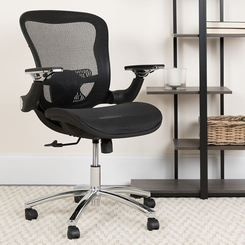 Emma and Oliver Mid-Back Transparent Black Mesh Synchro-Tilt Swivel Ergonomic Office Chair