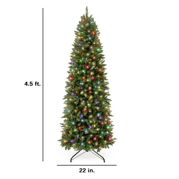 Prelit Spruce Pencil Christmas Tree w/ 2In1 LED Lights