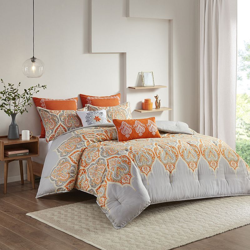 Madison Park Leah Paisley Comforter Set with Throw Pillows