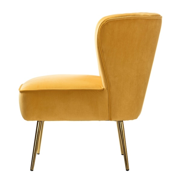 Monica Upholstered Modern Tufted Side Chair with Gold Legs Set of 2 by HULALA HOME