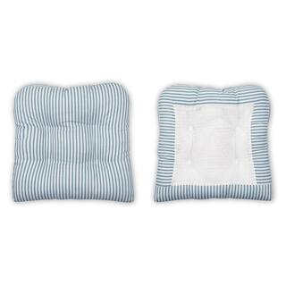 Ellis Curtain 16 in. Plaza Stripe Blue Non Skid Chair Pad 730462139399