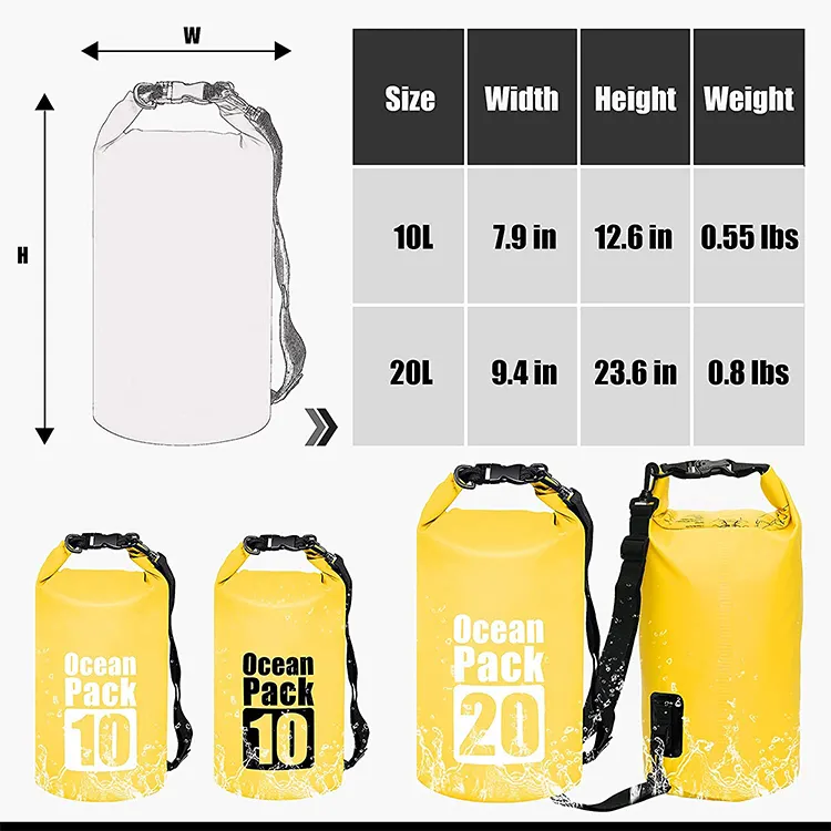 Outdoor Floating Camping Hiking Ocean Pack Adjustable Strap Waterproof Dry Bag With Custom Logo