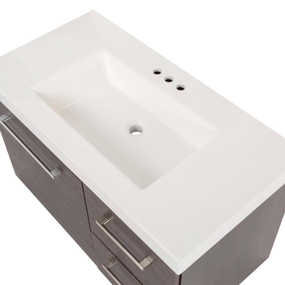 Domani Larissa 37 in. W x 19 in. D Bathroom Vanity in Elm Ember with Cultured Marble Vanity Top in White with White Sink LR36P2-EE